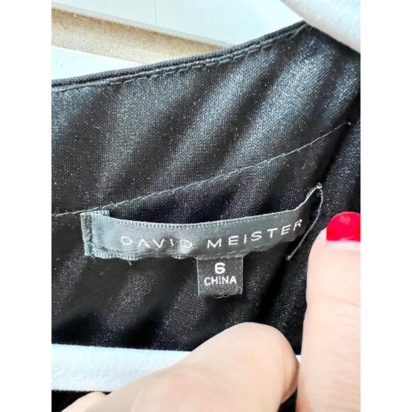 David Meister Leopard Print Sheer Sleeve Ruched Side Midi Sheath Dress Black 6 - Picture 4 of 6